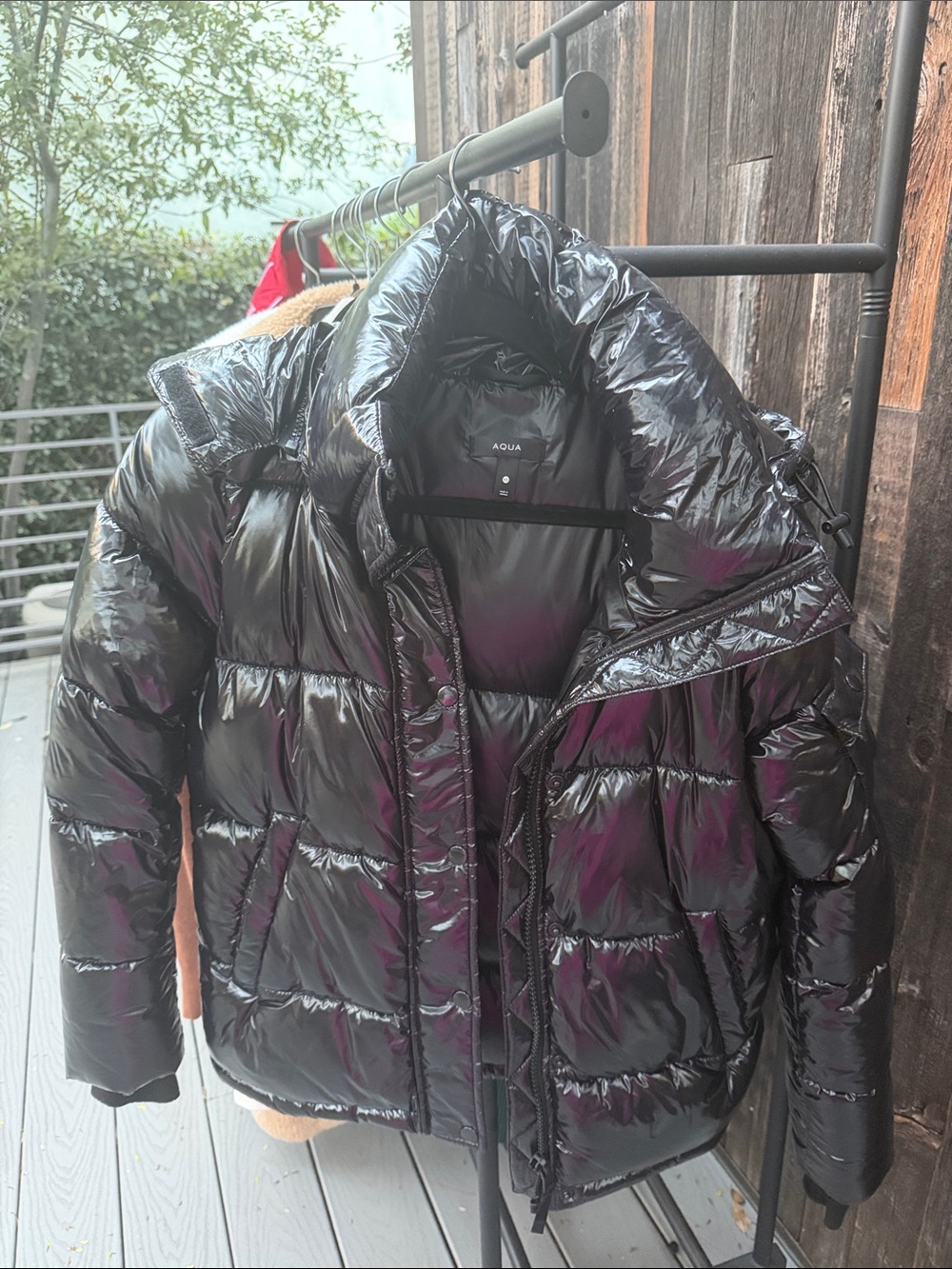 Aqua Women’s Glossy Black Puffer Jacket